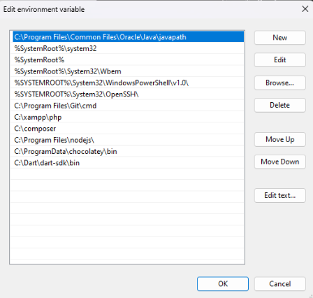 Gambar Environment Variables Window